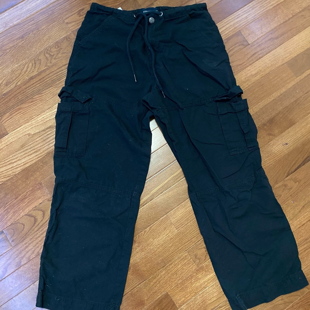 aeropostale black streetwear high tide drawstring cargo pants